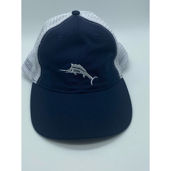 Sailfish Tip your Hat Tommy Bahama Trucker Baseball cap  unisex Blue and‎ White - Picture 1 of 4